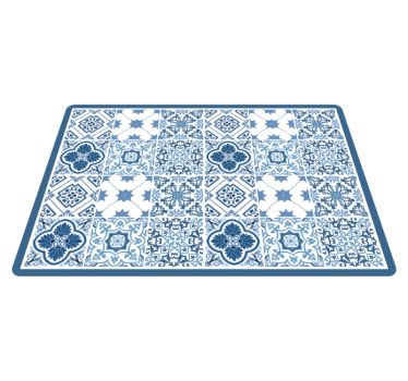Blue and grey floral Portuguese bathroom vinyl flooring - TenStickers