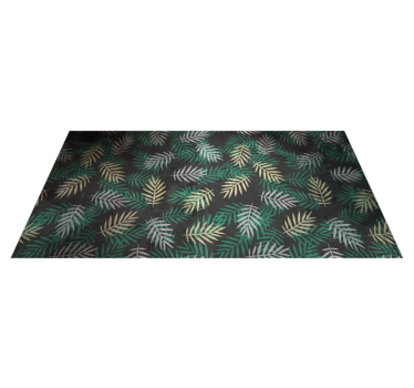 Black, grey and gold palm leaves flower rug - TenStickers