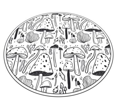 Black and white fungi nature vinyl rug - TenStickers