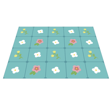 Floral Tile Pattern flower vinyl rug - TenStickers