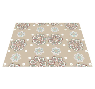 Mosaic Floral Elegant Pattern beige vinyl rug - TenStickers