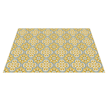 Yellow hydraulic tile vintage vinyl rug - TenStickers