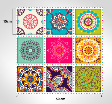 colorful moroccan tiles bedroom vinyl rug - TenStickers