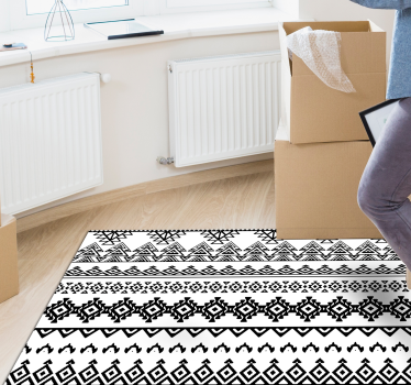 Ethnic black and white print geometric carpets - TenStickers