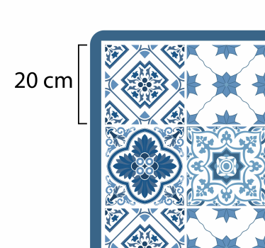 Blue and grey floral Portuguese bathroom vinyl flooring - TenStickers