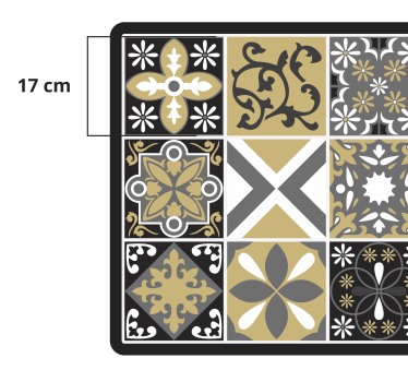 Gold and Silver patch tiles kitchen flooring - TenStickers