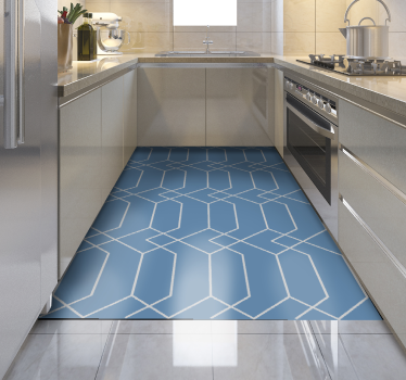 Abstract Blue Lines in Geometry geometric vinyl rug - TenStickers