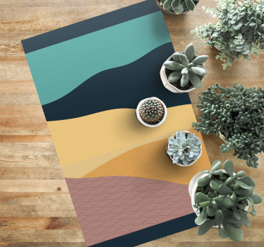 Abstract Wavy Shapes geometric vinyl rug - TenStickers