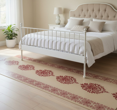 Bedroom vinyl rug in beige floral design - TenStickers