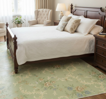 Bedroom vinyl rug with antique floral pattern - TenStickers