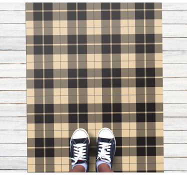 Beige and black plaid pattern rectangular vinyl rug - TenStickers