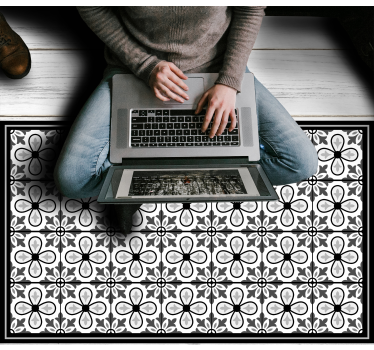 Black and white tiles kitchen flooring - TenStickers