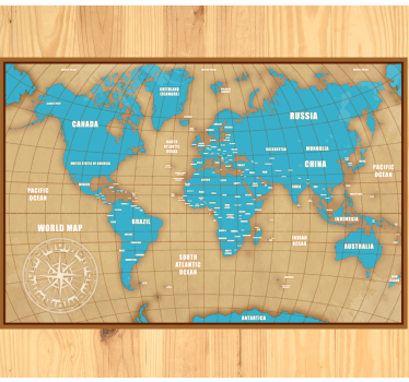 Blue design with countries world map vinyl rug - TenStickers
