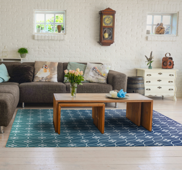 blue geometric vinyl carpet - TenStickers