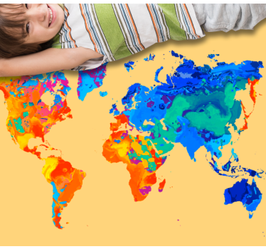Bright world map world map vinyl rug - TenStickers