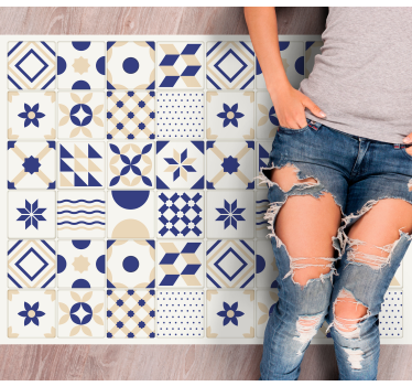 Ceramic tile style kitchen flooring - TenStickers