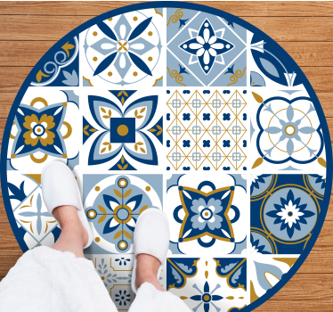 Circular tile pattern tile vinyl rug - TenStickers
