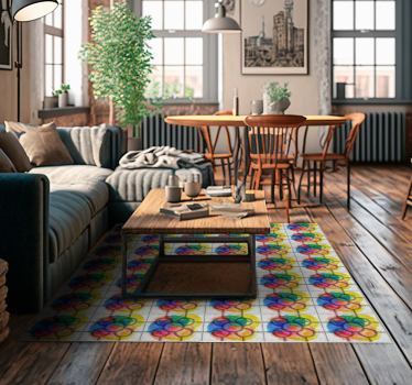 Colorful Bilbao street tiles vintage vinyl carpet - TenStickers