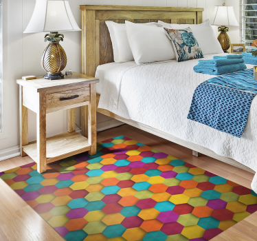 Colorful hexagon geometric vinyl carpet - TenStickers