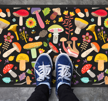 Colorful Mushroom Collection nature vinyl rug - TenStickers