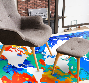 Colorful world map world map vinyl rug - TenStickers