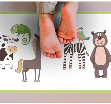 Cute animals drawing animal mat - TenStickers