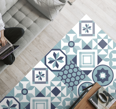 dark blue ornaments tile mat - TenStickers
