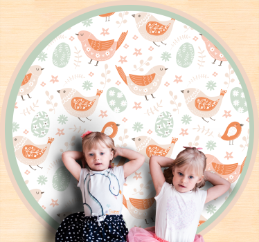 Delightful Bird Motifs nature vinyl rug - TenStickers