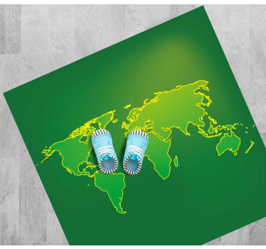 Green Globe Contour world map vinyl rug - TenStickers