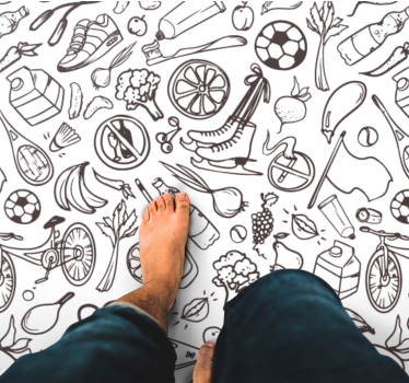 Fitness and sport symbol doodles contemporary rugs - TenStickers