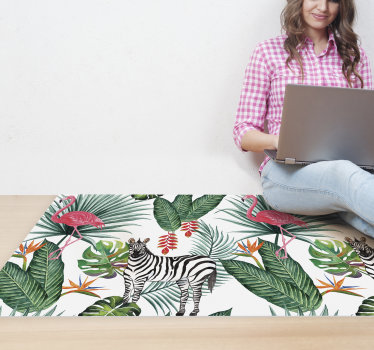 Flamingo & Zebra animal vinyl carpet - TenStickers