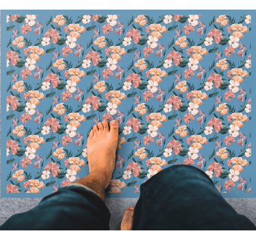 Floral Bloom Pattern flower vinyl rug - TenStickers