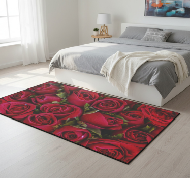 Red floral style floral vinyl rug - TenStickers