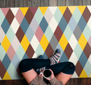 Geometric vinyl rug geometric patterned floor covering - TenStickers