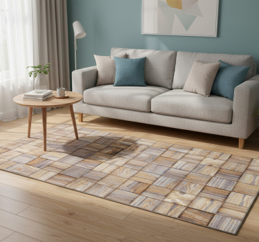 Geometric vinyl rug 80's wood effect mosaic - TenStickers