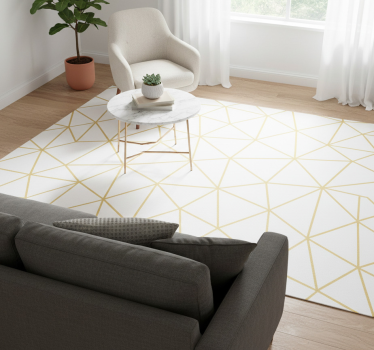 Geometric vinyl rug golden geometric prism mosaic - TenStickers