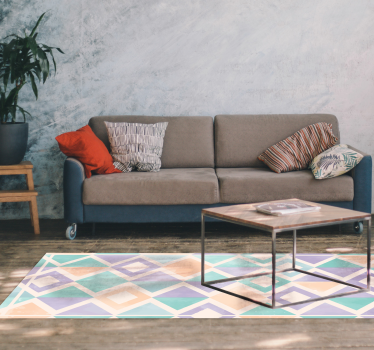Geometric vinyl rug in soft pastel colors - TenStickers