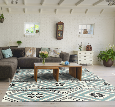 Geometric vinyl rug with ethnic pattern design - TenStickers