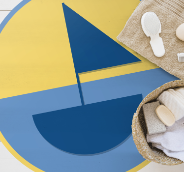 Geometric vinyl rug with sailboat design - TenStickers