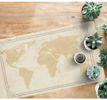 Global golden art world map vinyl rug - TenStickers