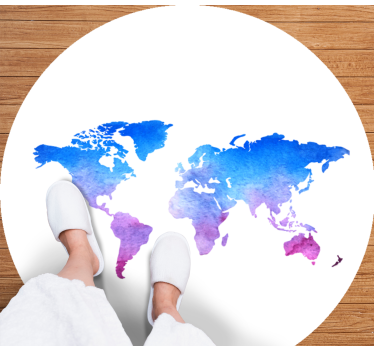 Circular watercolor texture. world map vinyl rug - TenStickers