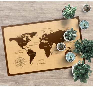 Brown vintage design world map vinyl rug - TenStickers