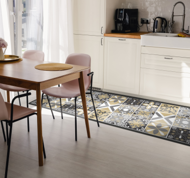 Gold and Silver patch tiles kitchen flooring - TenStickers