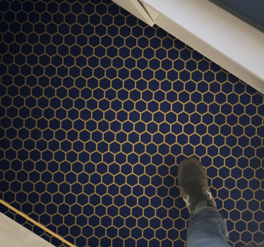 Golden and blue hexagons geometric carpets - TenStickers