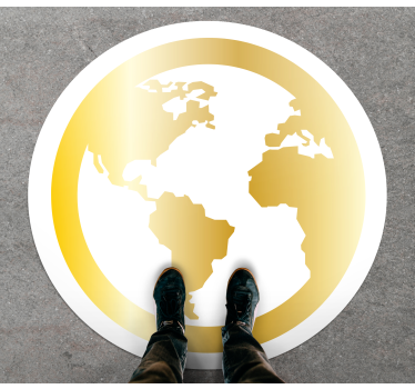 Golden Globe Motif world map vinyl rug - TenStickers