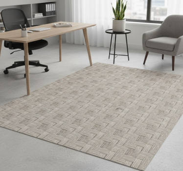 Gray handmade wicker effect office vinyl rug - TenStickers