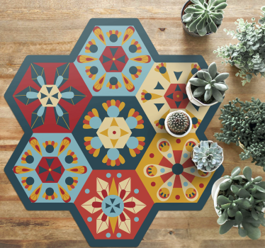 Hexagon coloured tiles tile mat - TenStickers