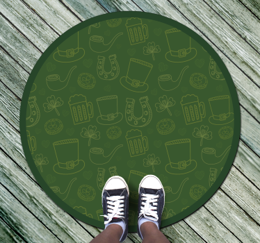 Irish shamrock line pattern flower rug - TenStickers