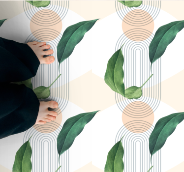 Leafy Geometric Patterns nature vinyl rug - TenStickers