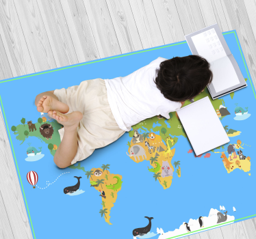Learning Universe world map vinyl rug - TenStickers
